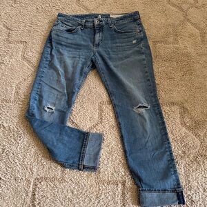 rag & bone Distressed Blue Boyfriend Jeans